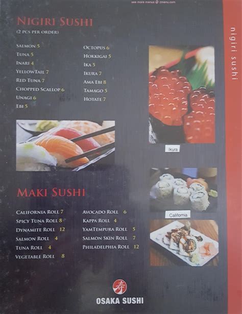 Osaka Japanese Steakhouse & Seafood House Menu